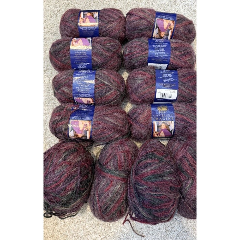 Lot Of 8 Lion Brand Imagine Yarn 339 TAPESTRY Plus 4 Opened